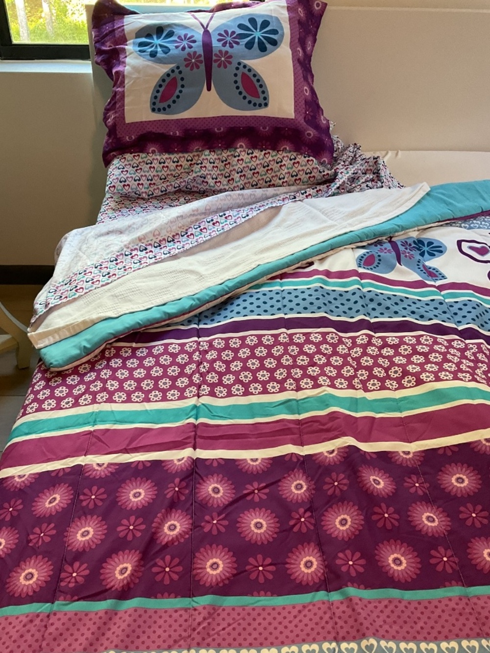 Twin Comforter, Pillow Sham, and Top Sheet